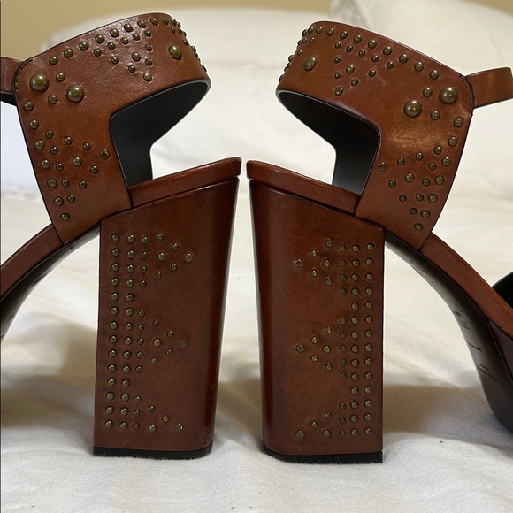Saint Laurent Brown Studded Farrah Platform Sandals 40 - Picture 7 of 12